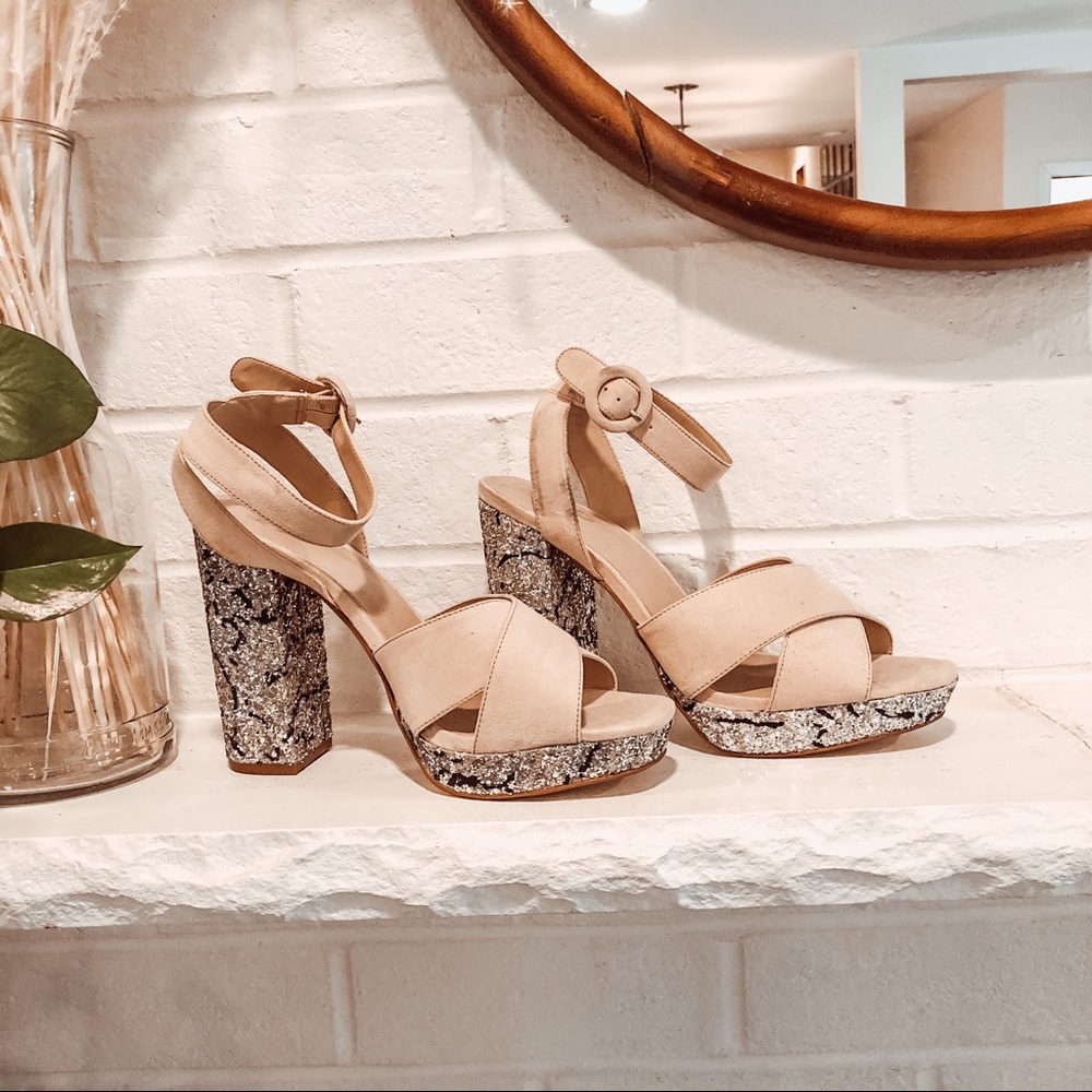 Nude sparkle platforms